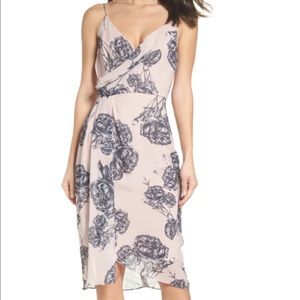 Pink floral wrap dress